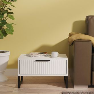 Lewis's Fluted 1 Drawer Wide Side Table in White Matt - Ready Assembled - Lewiss Home | TJ Hughes