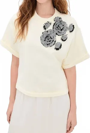 Ulla Johnson Cove Emboirdered Top In Creme
