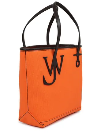J.W.Anderson Unisex Tote Bag Anchor Orange Cotton Handbags Hand