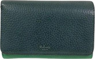 Mulberry Pre-owned Grain Leather Medium French Purse Wallet - Dames - Vintage Accessoires - Groen - ONE Size - Leer - Vintage