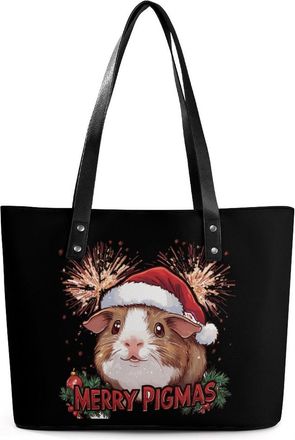 Generic Merry Pigmas Guinea Pig Tote Bags for Women Cute Shoulder Purses Handbags