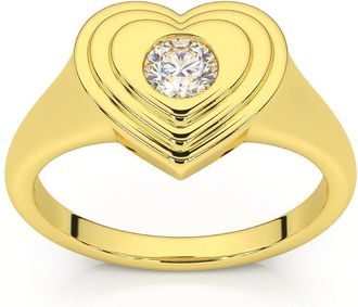 Pompeii3 1/4Ct Diamond Solitaire Womens Sweetheart Signet Heart Ring 14k Gold Lab Grown