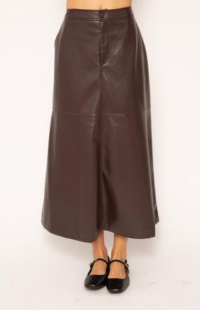 Central Park West Beatrix Vegan Midi Skirt in Chocolate at Nordstrom, Size Medium