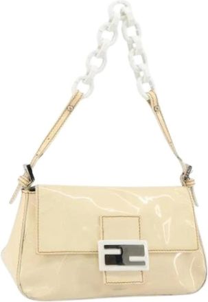 Fendi Pre-owned Shoulder Bags, female, Beige, Size: ONE SIZE Pre-owned Coated Canvas Shoulder Bag