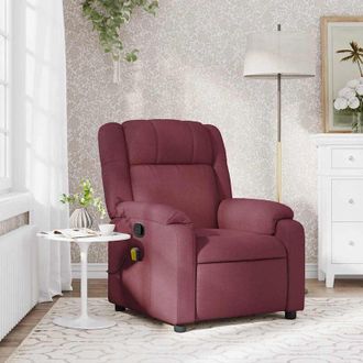 vidaXL vidaXL Poltrona Massaggiante Reclinabile Rosso Vino in Tessuto