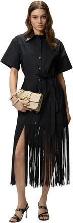 Pinko Pinko, Kleedjes, Dames, Zwart, S, Katoen, Avigliano Abito Popeline