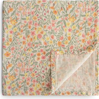Mushie Muslin Swaddle Blanket in Pastel Blooms at Nordstrom