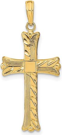 Diamond2Deal 14k Yellow Gold Textured Square Center Cross Pendant
