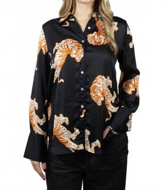 Adrienne Marley Bengal Tigress Shirt Top In Multi