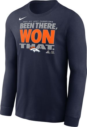 Nike Denver Broncos 2025 AFC West Champions Trophy Collection Nike Mens NFL Long-Sleeve T-Shirt in Blue | NKAC41S8WZ-KZ5