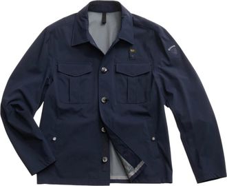 Blauer Klassieke knoopsluiting casual jas - Heren - Zomerjassen - Blauw - 2XL - Jassen