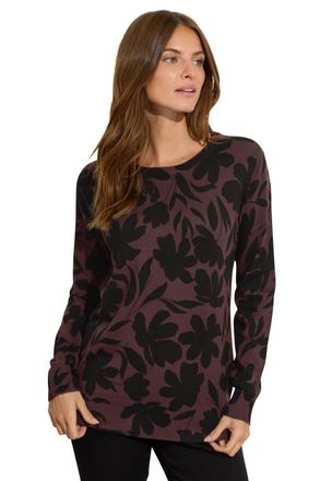 M&Co Womens Floral Print Crew Neck Jumper - Womens Brown
