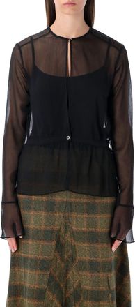 Our Legacy Black Sheer Crinkle Waist Blouse