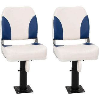 vidaXL Vidaxl - Set Sedile per Barca Pieghevole 4 pz Blu e Bianco 41x36x48 cm