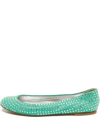 Giuseppe Zanotti euede crystal-embellished ballet flats - Green