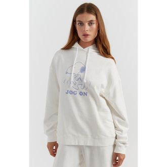 Chinti and Parker Snoopy Graphic Jog On Cotton Hoodie in Cream at Nordstrom, Size X-Small