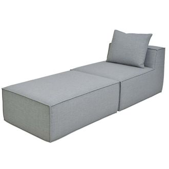 Hhg Chaise longue/modulo divano HHG-399, poltrona Ottomano Recamiere, stoffa/tessuto (300 g/m&sup2;) 63x75x194 cm, grigio chiaro