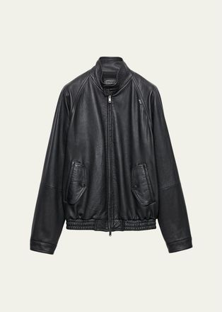 Prada Mens Stand Collar Napa Leather Jacket
