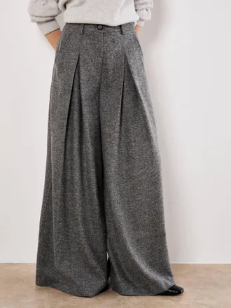 Apricot Invert Pleat Wide Leg Tailored Trouser In Grey