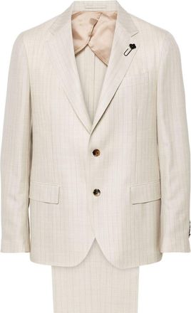 Lardini pinstriped lightweight-wool suit - men - Wool/Viscose/Cupro - 48 - Neutrals
