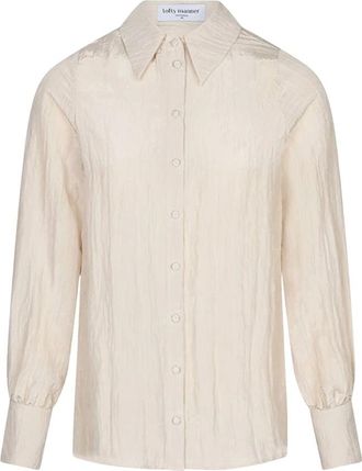 Lofty Manner Blouse Hanee - Gestructureerd Relaxed - Dames - Blouses & Shirts - Beige - Maat: XS