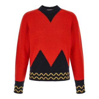 Marni Truien & Vesten, Heren, Rood, L, Wol, Wol trui met M Intarsia