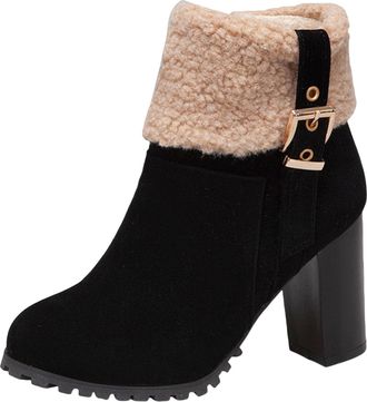 Generic Boots for Women Uk Ankle Warm Boots Soft and Comfortable Can Adapt To The Cold and Harsh Environment Womens Lace Up Boots (Black, 6.5)