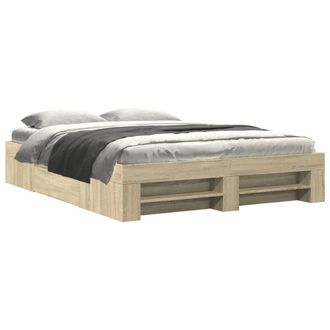 Berkfield Home Bed Frame without Mattress Sonoma Oak 160x200 cm Engineered Wood in Tan