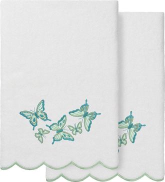 Linum Home Textiles 100% Turkish Cotton Britney Scallop 2Pc Embellished Bath Towel Set