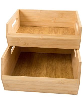 Lipper International Set Of 2 Bamboo Stacking Bins