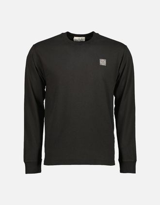 Stone Island Mens Fissato Effect Long Sleeve T-Shirt - Black - Size: 38