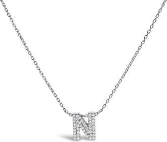 House of Brilliance 10K Gold Diamond Accent A-Z Initial Bubble Pendant Necklace in White | N at Nordstrom