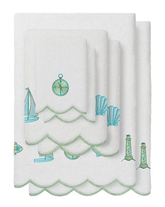 Linum Home Textiles 100% Turkish Cotton Sea Joy Scallop 6Pc Embellished Towel Set