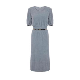 Elisabetta Franchi Gebreide Jurk met Riem - Dames - Kleedjes - Blauw - M - Kleedjes