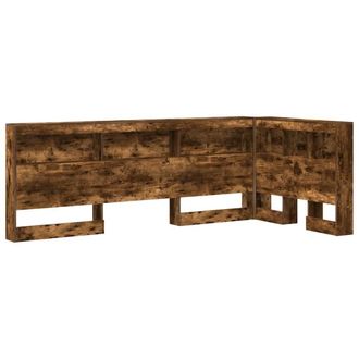 Berkfield Home Storage Headboard with Shelf Smoked oak 80 cm Engineered wood in Brown