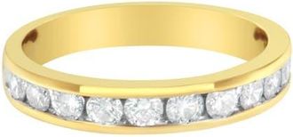 House of Brilliance IGI Certified 18K Yellow Gold 1.0 ctw Channel Set Round-Cut Diamond 11 Stone Anniversary/Wedding Band Ring at Nordstrom, Size 9.5