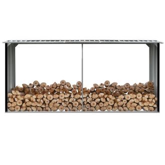 vidaXL Casetilla Para Le&ntilde;a Acero Galvanizado Antracita 330x92x153 Cm Vidaxl