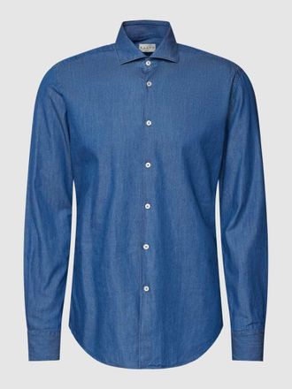 Xacus Regular Fit Businesshemd aus Uni Struktur in Jeansblau, Gr&ouml;&szlig;e 38