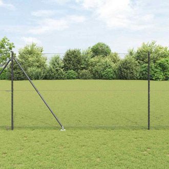 vidaXL Vidaxl - Reja Con Postes Gris 1.5 X 50 M Acero Recubierto De Pvc