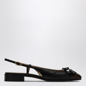 Valentino Garavani Valet Du Roi Slingback Ballerina Flats in Black/Coffee