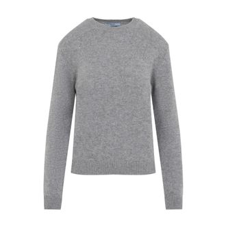 Prada Cashmere Jumper - female - Prada - Cashmere Knitwear - Gray - S - Knitwear