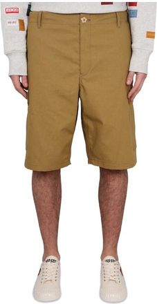 Kenzo Cargo Workwear Short - Heren - Korte Broeken - Bruin - W42 - Katoen - Korte Broeken