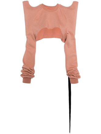 Rick Owens Felpa crop Tecsweat - Rosa