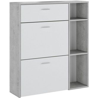 Dmora Scarpiera Samassi, Mobile Portascarpe Paia, Modulabile, un Cassetto, 90x26x102h cm Grigio Cemento