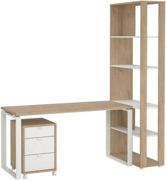 Dmora Scrivania Severine, Scrittoio multiuso, Tavolo per ufficio porta pc, Piano di lavoro, 184x80 h205 cm, Rovere e Bianco - Dmora