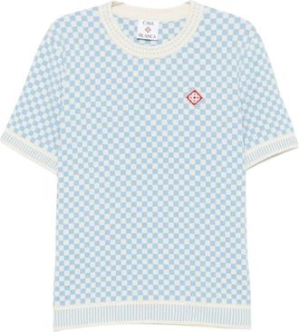 Casablanca Ronde hals gebreid T-shirt - Heren - Ronde hals truien - Blauw - M - Truien & Vesten