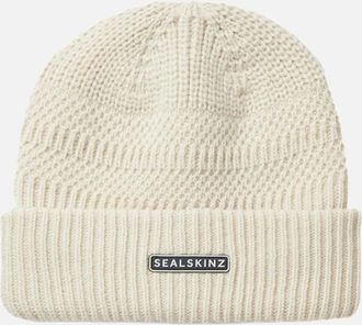 Sealskinz Mens Sealskinz Gressenhall Textured Stripe Beanie Cream - White - Size: L/XL