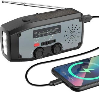 No Brand Adecuado Para Radio Port&aacute;til De Emergencia, Bater&iacute;a Externa De 2000 Mah, Linterna, Energ&iacute;a Solar, Cuerda, Alarma Sos, Cable Usb-c, Led, Bater&iacute;a Extern