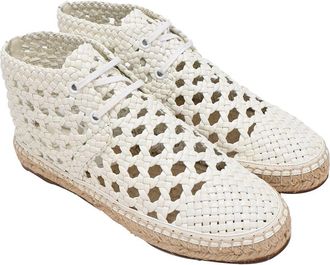 Celine Celine Womens Leather Woven Lace-Up Espadrille Bootie (Authentic Pre-Loved)