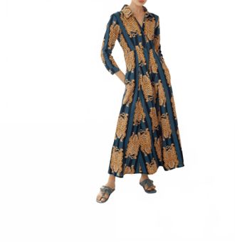 Guadalupe Design Luciana Tibet Dress In Navy